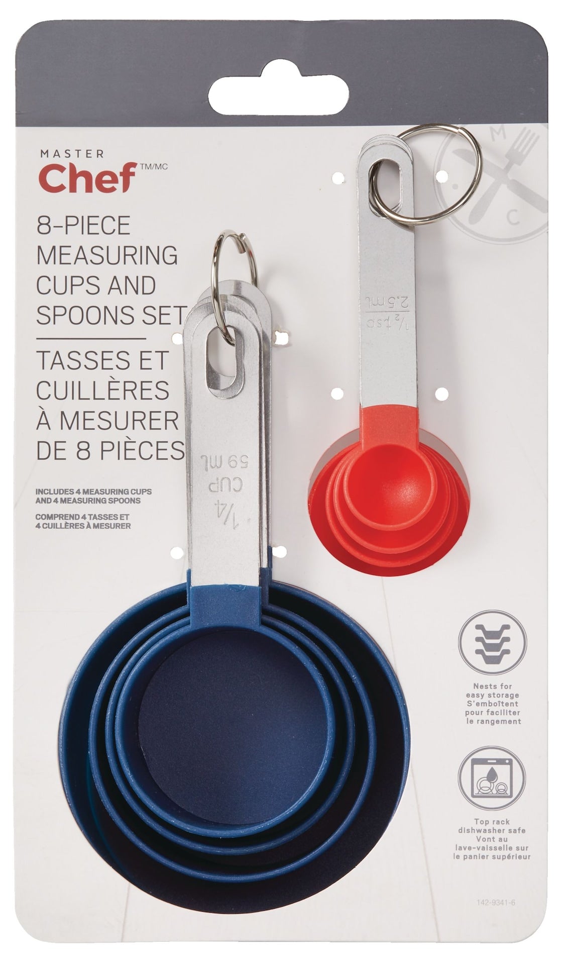 MASTER Chef Stainless Steel Stacking Measuring Cup & Spoons Set, 8-pc