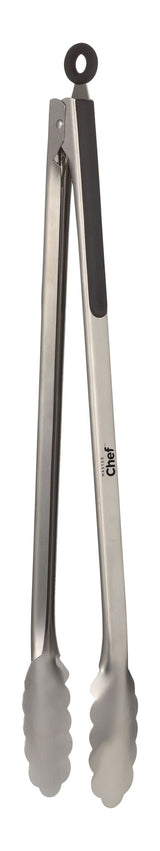 Master Chef Steel Locking Tongs with Soft Grips, 16-in