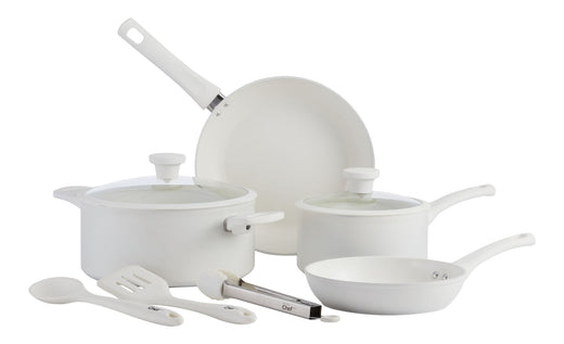 Master Chef White Non-Stick Ceramic/Aluminum Cookset, 9-pc