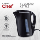 MasterChef Corded Kettle with Water Gauge, Black, 1-L image 2
