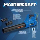 Mastercraft 20V Cordless 460 CFM Brushless Leaf Blower, Tool Only, PWR POD Compatible image 5