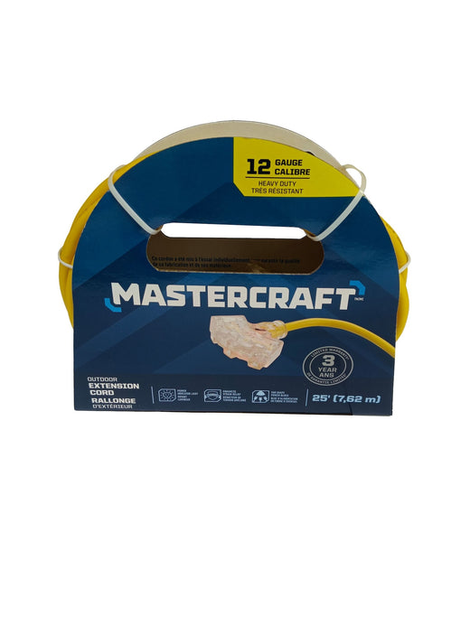 Mastercraft 25-ft Outdoor 12 Gauge Extension Cord with Fantail End, Yellow