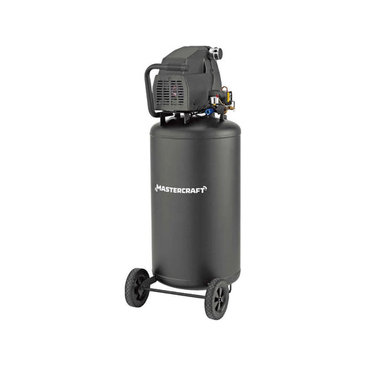 Mastercraft 26-Gallon Oil-Free Portable Vertical Air Compressor, Matte Black, 135 PSI, 1.8HP