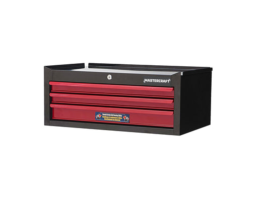 Mastercraft 3-Drawer Intermediate Tool Chest, Black & Red, 26-in