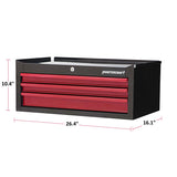 Mastercraft 3-Drawer Intermediate Tool Chest, Black & Red, 26-in image 4