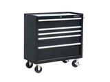 Mastercraft 5-Drawer Powder-Coated Steel Tool Cabinet, Black, 36-in