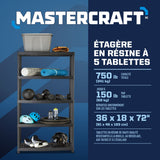Mastercraft 5-Shelf Resin/ Plastic Storage Rack/ Shelving Unit, 36 x 18 x 72-in image 4