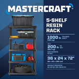 Mastercraft 5-Shelf Resin/ Plastic Storage Rack/ Shelving Unit, 36 x 24 x 72-in image 5