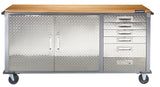 Mastercraft 72" Diamond Series 2-Door, 6-Drawer Wooden Top Work Station with Wheels, 72 x 21-5/8 x 37-1/2-in image 3
