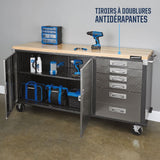 Mastercraft 72" Diamond Series 2-Door, 6-Drawer Wooden Top Work Station with Wheels, 72 x 21-5/8 x 37-1/2-in image 6