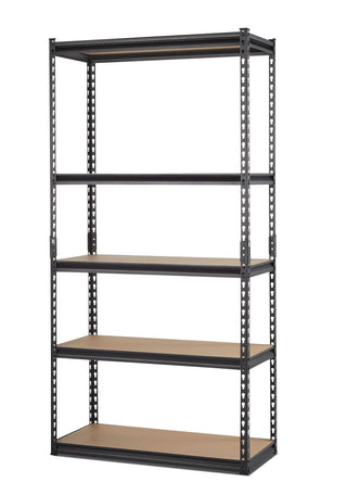 Mastercraft Adjustable 5-Shelf Steel Metal & Wood Storage Rack / Shelving Unit, 36 x 16 x 72-in