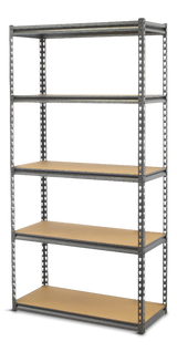 Mastercraft Adjustable 5-Shelf Steel Metal & Wood Storage Rack / Shelving Unit, 36 x 16 x 72-in image 2