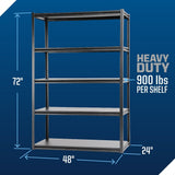 Mastercraft Adjustable 5-Shelf Steel Metal & Wood Storage Rack/Shelving Unit, 48 x 24 x 72-in image 7