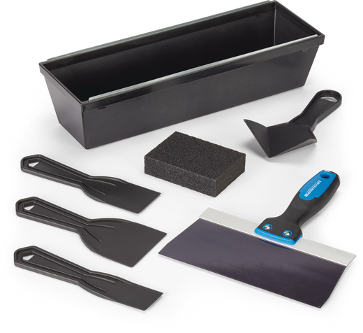 Mastercraft DIY Drywall Set with Mud Pan, Taping Knife, Corner Tool, Putty Knife & Sponge, 7-pc