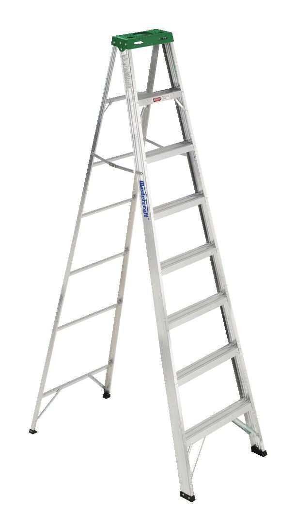 Mastercraft Grade 2 Aluminum Commercial Step Ladder, 8-ft, 225-lb Load Capacity