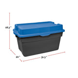 Mastercraft Heavy Duty Stackable Storage Box with Hinged Lid, 132-L, Black/Blue image 2