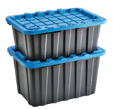 Mastercraft Heavy Duty Stackable Storage Box with Lid, 102-L, Black/Blue image 3