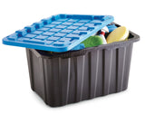 Mastercraft Heavy Duty Stackable Storage Box with Lid, 102-L, Black/Blue image 4