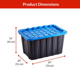 Mastercraft Heavy Duty Stackable Storage Box with Lid, 102-L, Black/Blue image 5