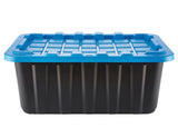 Mastercraft Heavy Duty Stackable Storage Box with Lid, 70-L, Black/Blue