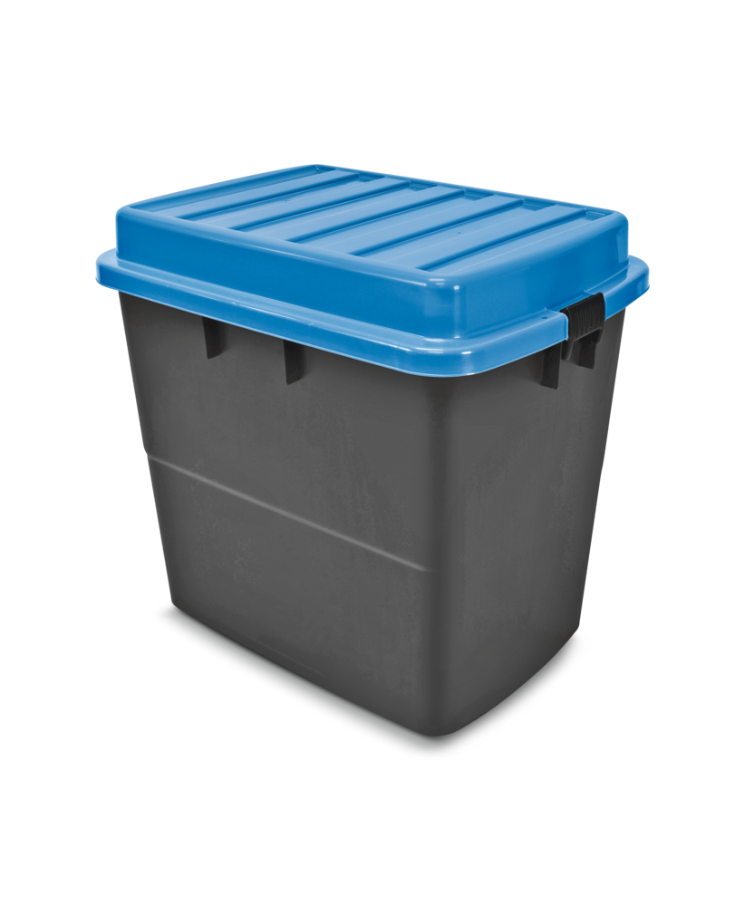 Mastercraft Heavy Duty Storage Box with Wheels and Latched Lid, 210-L, Black/Blue