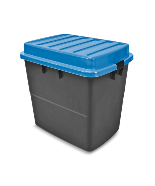 Mastercraft Heavy Duty Storage Box with Wheels and Latched Lid, 210-L, Black/Blue