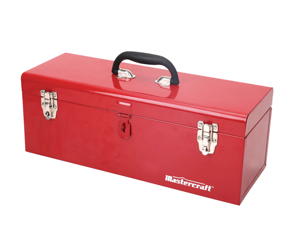 Mastercraft Portable Metal Hip Roof Tool Box with Removable Tray, 19-in, Red