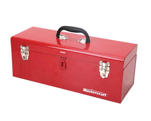 Mastercraft Portable Metal Hip Roof Tool Box with Removable Tray, 19-in, Red