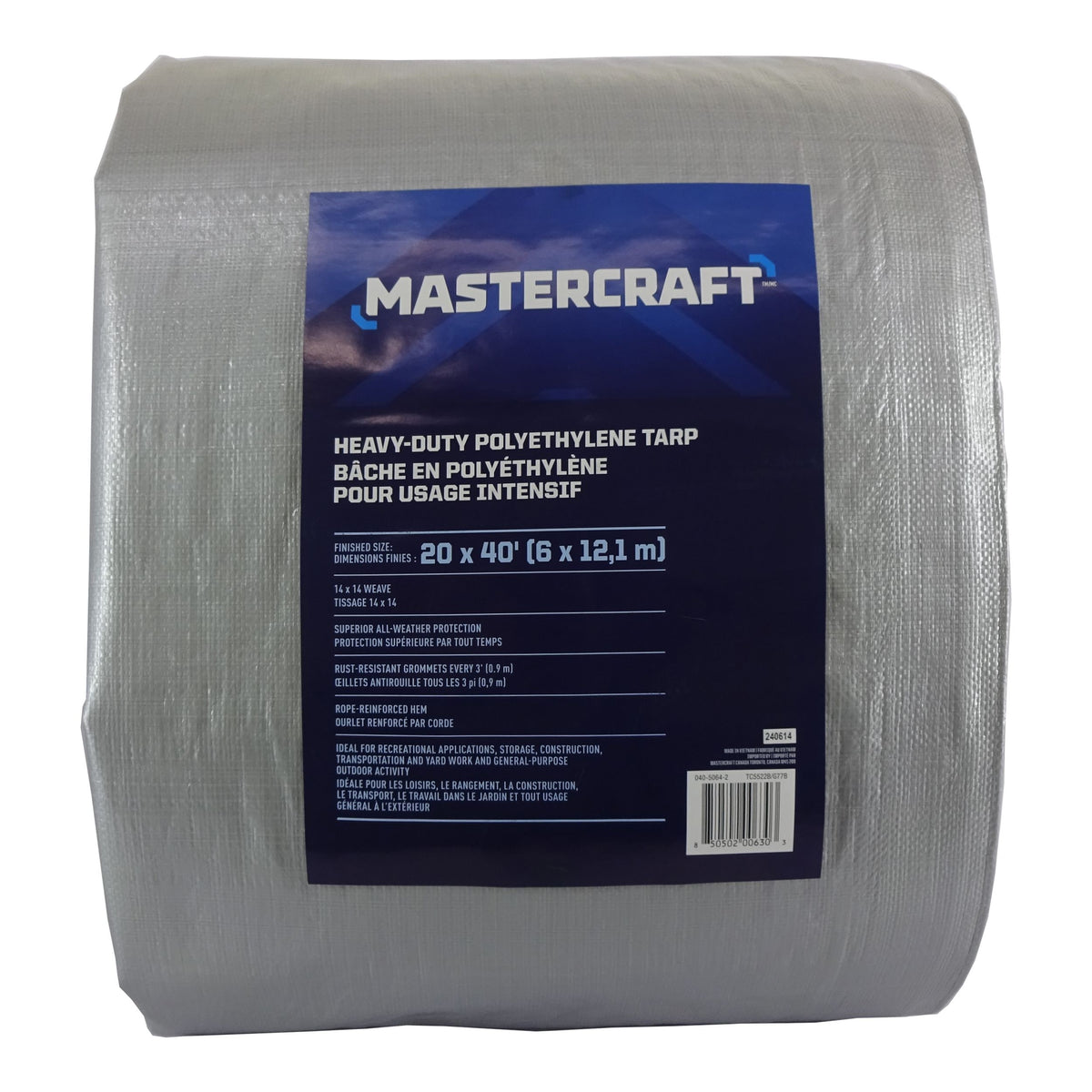 Mastercraft Premium Heavy Duty Tarp, Poly, Waterproof, 20-ft x 40-ft