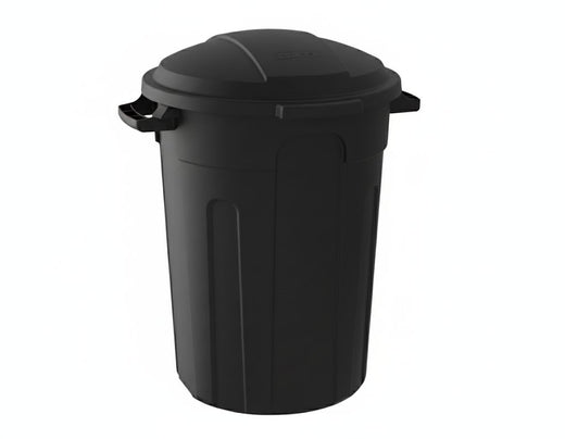 Mastercraft Resin Circular Outdoor Garbage Can with Lid, Black, 121-L