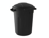 Mastercraft Resin Circular Outdoor Garbage Can with Lid, Black, 121-L image 2