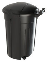 Mastercraft Resin Circular Wheeled Outdoor Garbage Can with Lid, Black, 121-L image 2