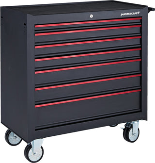 Mastercraft Rolling Tool Storage Cabinet with 7 Drawers, Black, 36-in