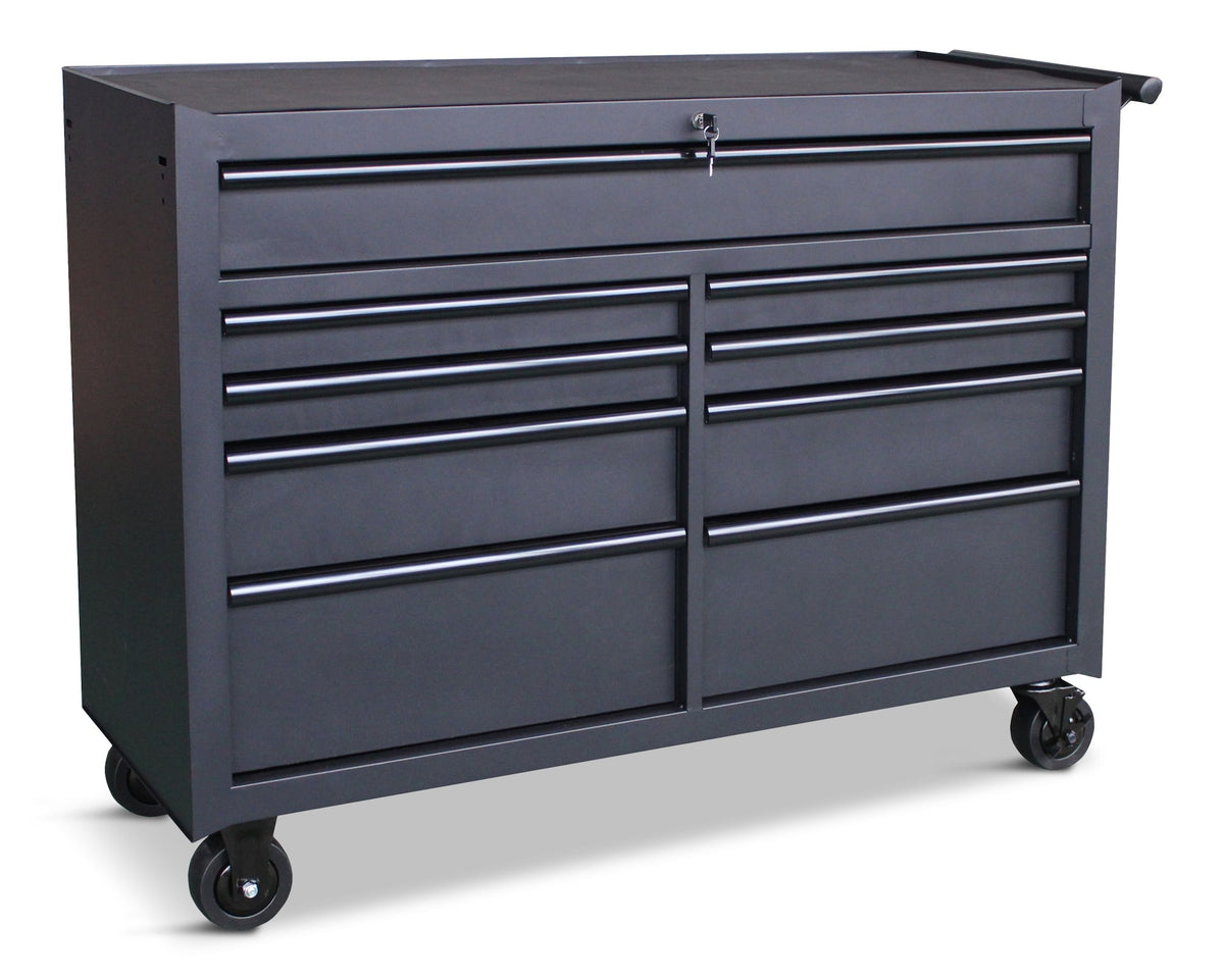Mastercraft Rolling Tool Storage Cabinet with 9 Drawers, Black, 52-in