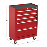 Mastercraft Rolling Tools Storage Cabinet with 5 Drawers, Deep Red, 24-in image 8