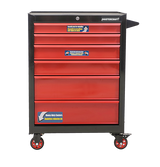 Mastercraft Rolling Tools Storage Cabinet with 6 Drawers, Black&Red, 26-in image 3