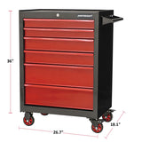 Mastercraft Rolling Tools Storage Cabinet with 6 Drawers, Black&Red, 26-in image 4