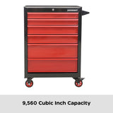 Mastercraft Rolling Tools Storage Cabinet with 6 Drawers, Black&Red, 26-in image 5