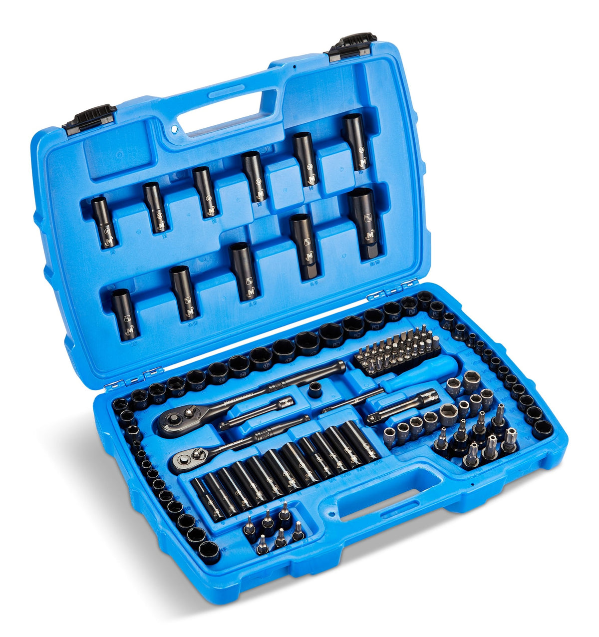 Mastercraft Socket Set, 122-pc, SAE/Metric, CRV, Black Steel Finish