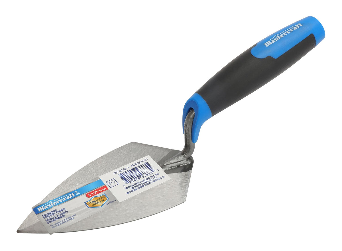 Mastercraft Steel Masonry, Concrete & Brick Pointing Trowel with Comfort Grip, 5.5-in