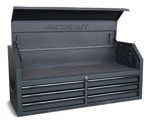 Mastercraft Tool Chest with 6 Drawers, Power Bar with USB, Black, 52-in