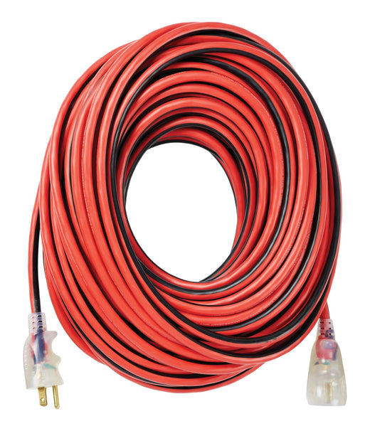 MAXIMUM 100-ft 14/3 Outdoor Extension Cord with Grounded Outlet, Lighted End and Locking Connector, Hi-Visibility