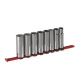 MAXIMUM 1/2-in Drive 6 Pt. Deep Socket Set, SAE, Nickel-Chrome Plating, 8-pc