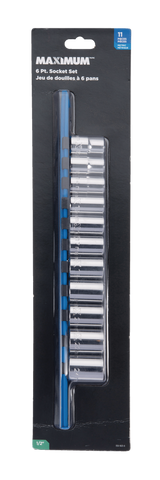 MAXIMUM 1/2-in Drive 6 Pt. Socket Set, Metric, Nickel-Chrome Plating, 11-pc