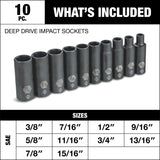 MAXIMUM 1/2-in Drive Deep Impact Socket Set, SAE, 10-pc image 4