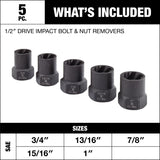 MAXIMUM 1/2-in Drive Impact Bolt & Nut Remover Set, 5-pc image 3