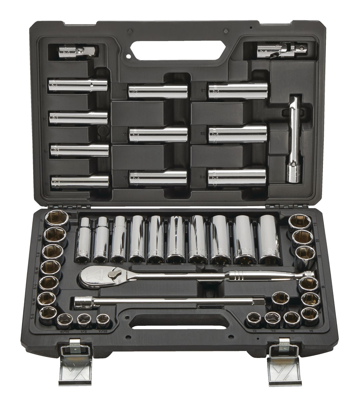 MAXIMUM 1/2-in Drive Professional Grade Socket Set, 45-pc, SAE/Metric, CRV, Nickel-Chrome Plating