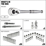 MAXIMUM 1/2-in Drive Professional Grade Socket Set, 45-pc, SAE/Metric, CRV, Nickel-Chrome Plating image 2