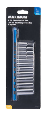 MAXIMUM 1/4-in Drive Deep Socket Set 11-pc, CRV, Nickel-Chrome Plating image 2