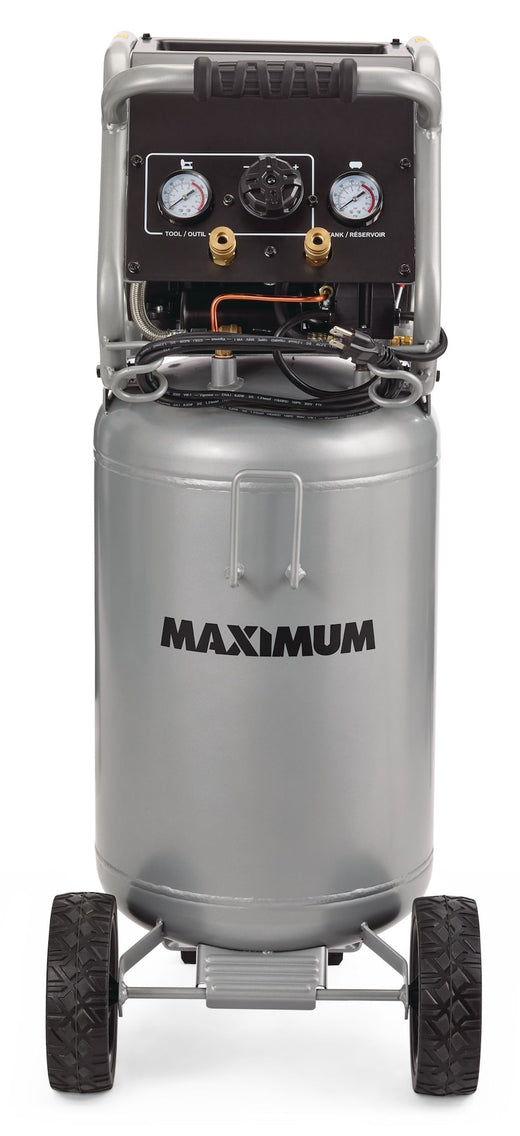 MAXIMUM 15-Gallon Oil-Free Quiet Portable Vertical Air Compressor with Top Tray